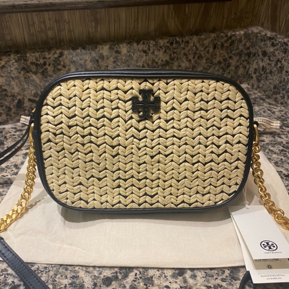 ✨🖤NWT Tory Burch McGraw Raffia Camera Bag